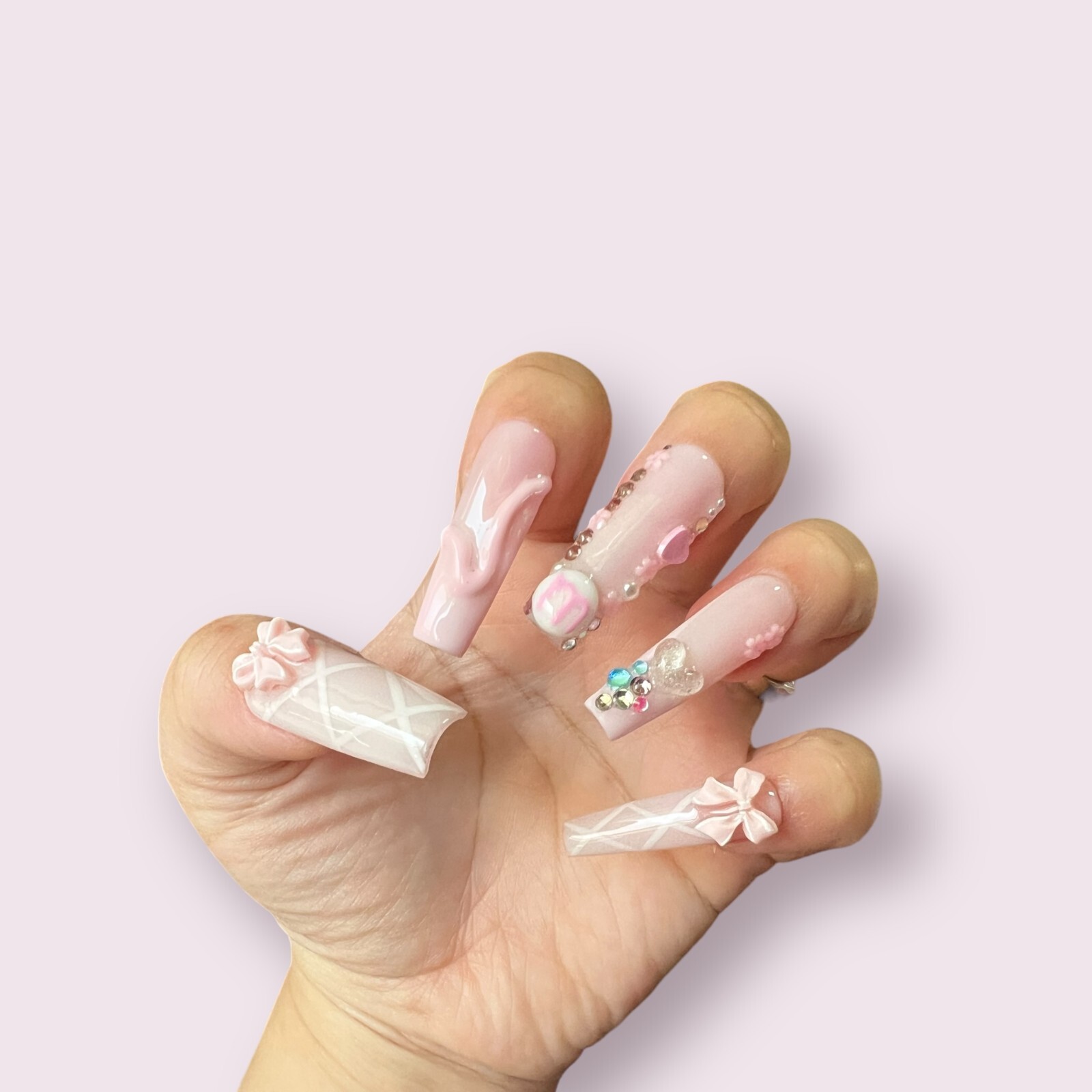 Luxurious Handmade Acrylic Press On Nails – B5 – High Quality & Reusable