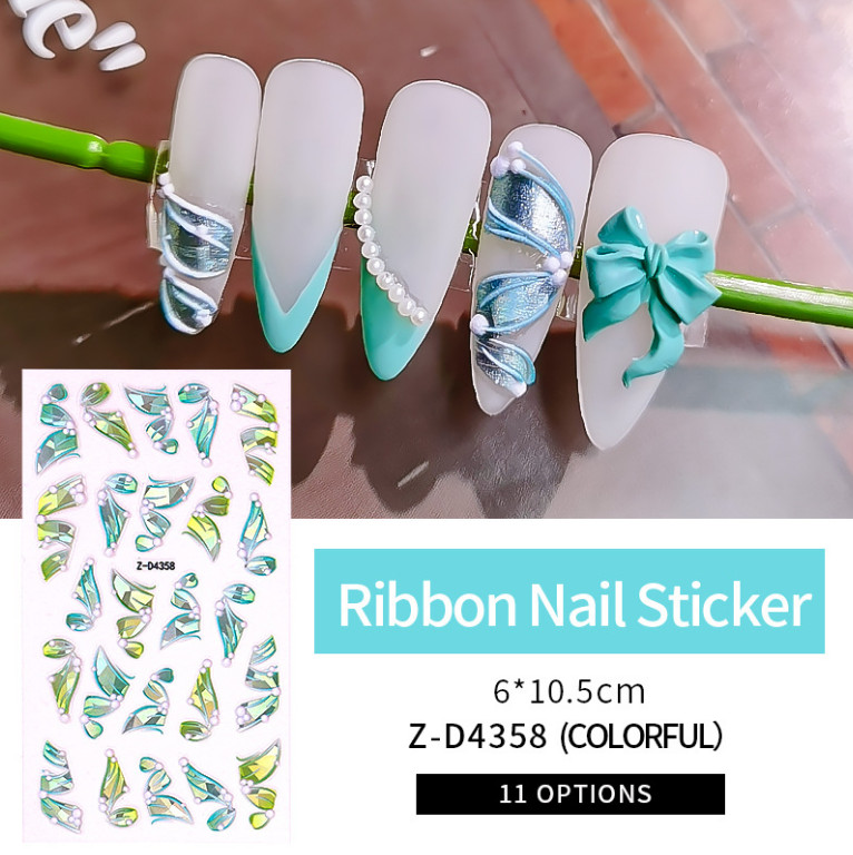 Holographic Nail Art Sticker 5D Engraved Ribbon Self-Adhesive Foils Wraps NS4