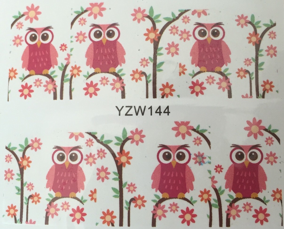 Cute Owl Cartoon Nail Art Water Transfer Decal Decoration Wraps Stickers YZW144