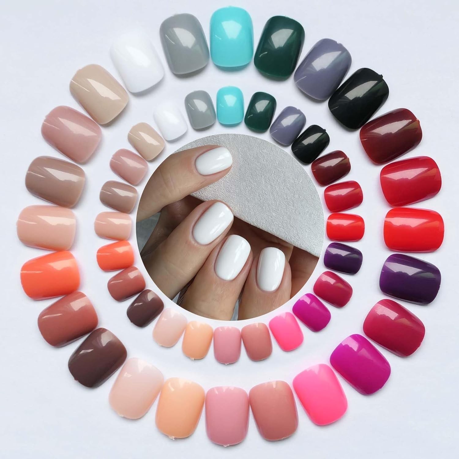 576Pc round Square Press on Nails Short Fake Nails, XS Short Press on Nails Squo