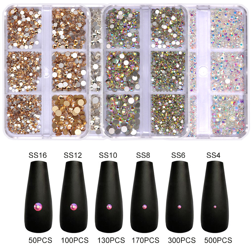 1 Box Mix SHAPE Colors Crystal Rhinestone Diamond NON hotfix Nail Art Decoration