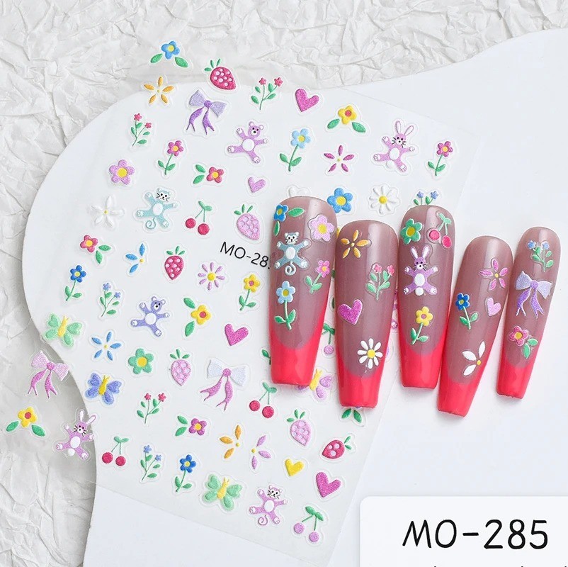 5D Embossed Floral Nail Art Stickers — Decals for Manicure Decoration