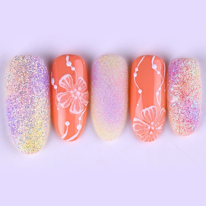 Unicorn Aurora White Sequins Nail Art Glitter Powder MERMAID EFFECT Small Flakes