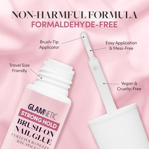 Glamnetic Super Strong Brush On Nail Glue | Mess Free, Long-Lasting, Vegan