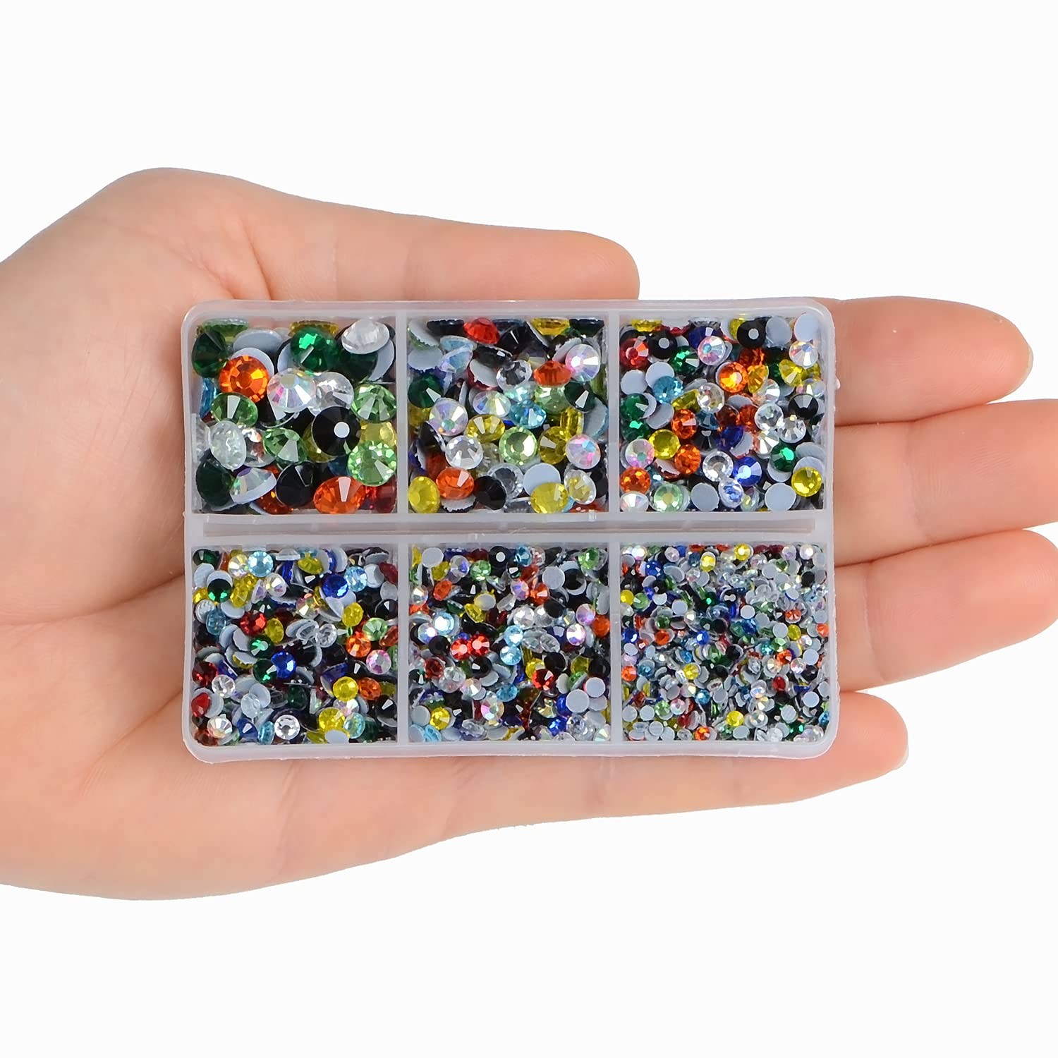 4000Pcs Mixed Size Hot Fix Round Crystals Gems Glass Stones Hotfix Flat Back