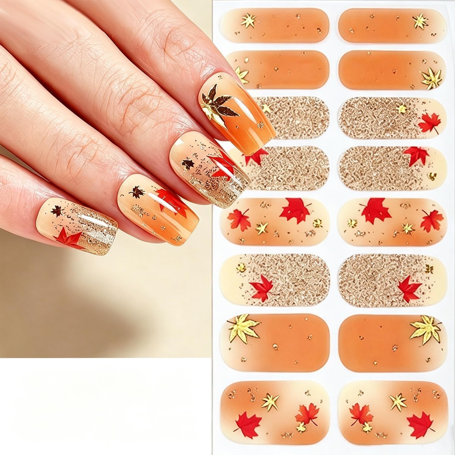 Autumn Nails Wrap Stickers Maple Leaf Nail Polish Stickers | Fall Nail Polish…