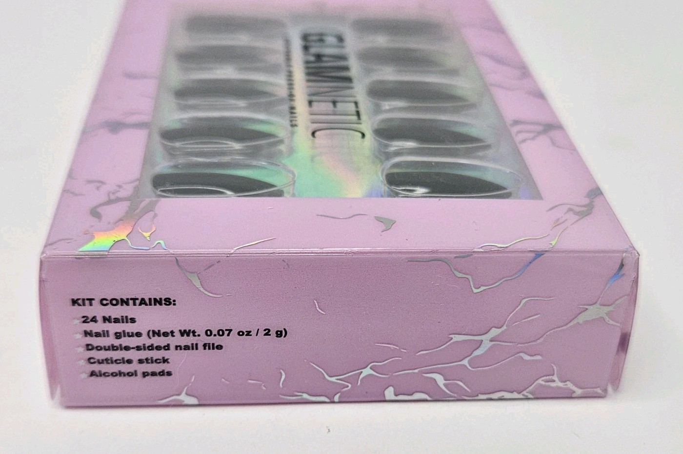 Glamnetic Reusable Press-On Nails Boba Short Almond Black NEW 24 Nails