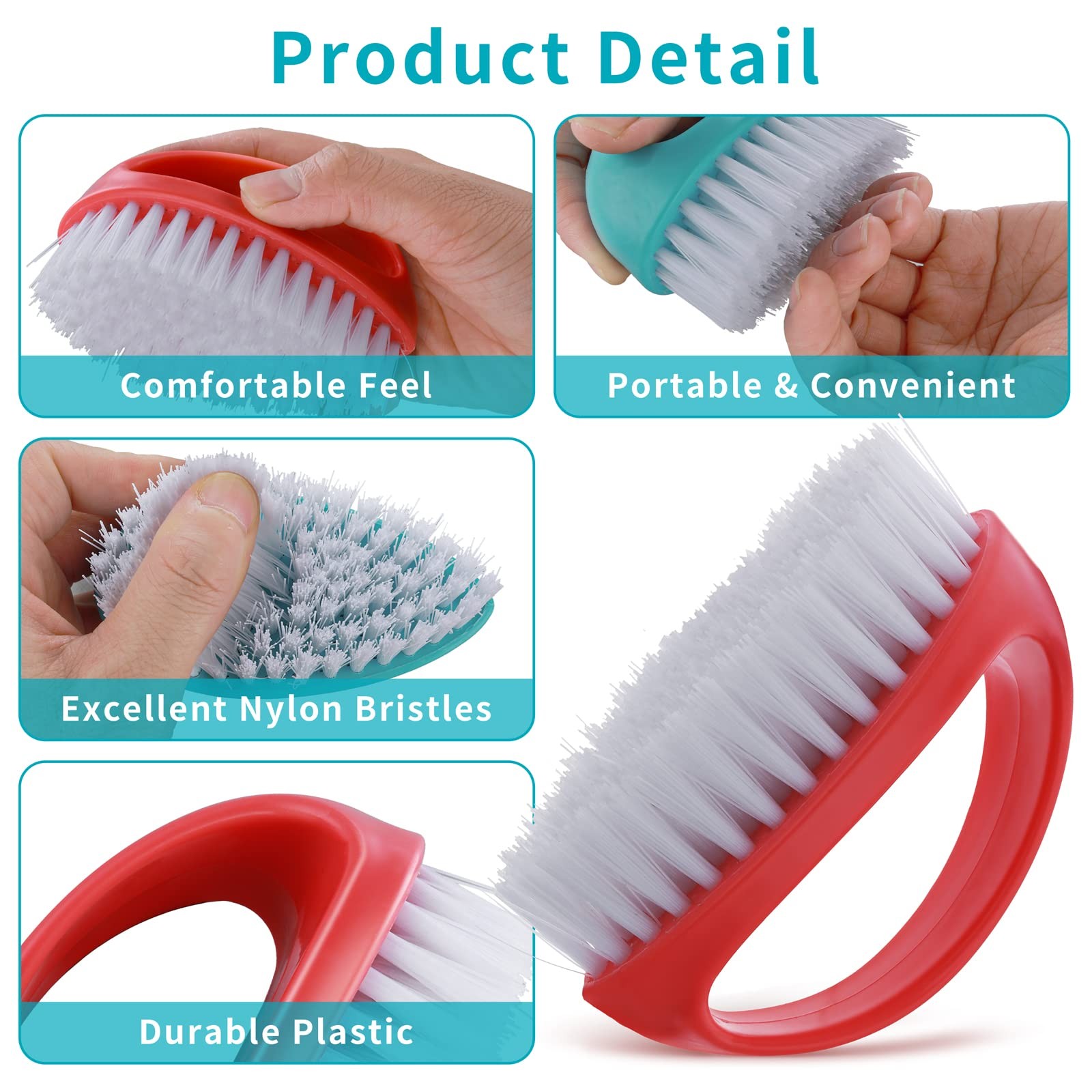 2 Pack Hand Nail Brush Cleaning Fingernails Durable Stiff Bristles Nail Scrub