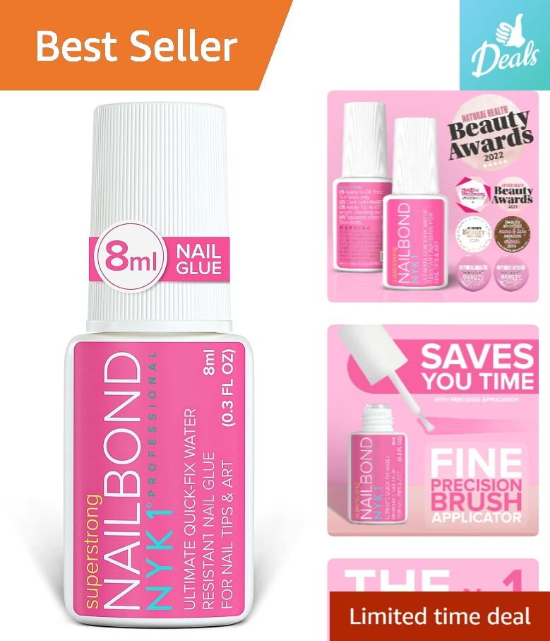 Long Lasting Nail Glue for Acrylic Nails & Fake Nails – Salon Professional – 8ml