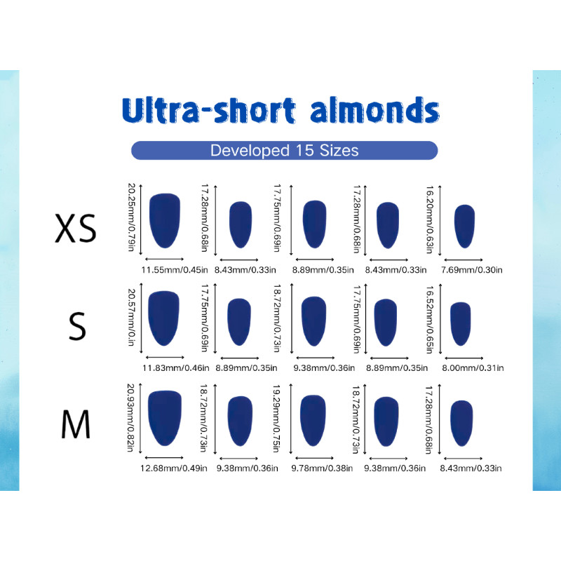60 Pcs Blue Moon Metallic Oval Press On Nails, Y2K Cool Glossy Fake Nails