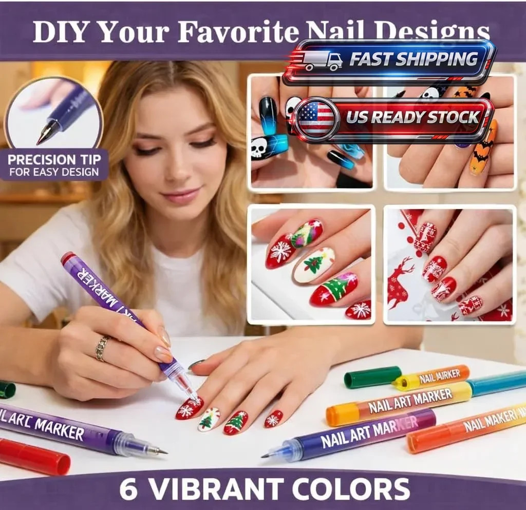 12 Colours Nail Art Markers, Nail Art Pens, Nail Polish Pens Set with Fine Ti…