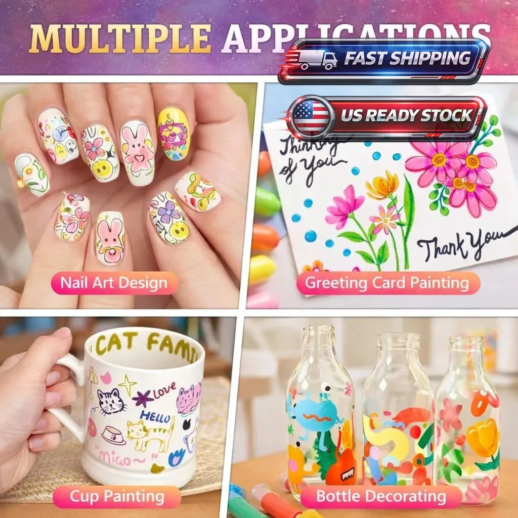 12 Colours Nail Art Markers, Nail Art Pens, Nail Polish Pens Set with Fine Ti…
