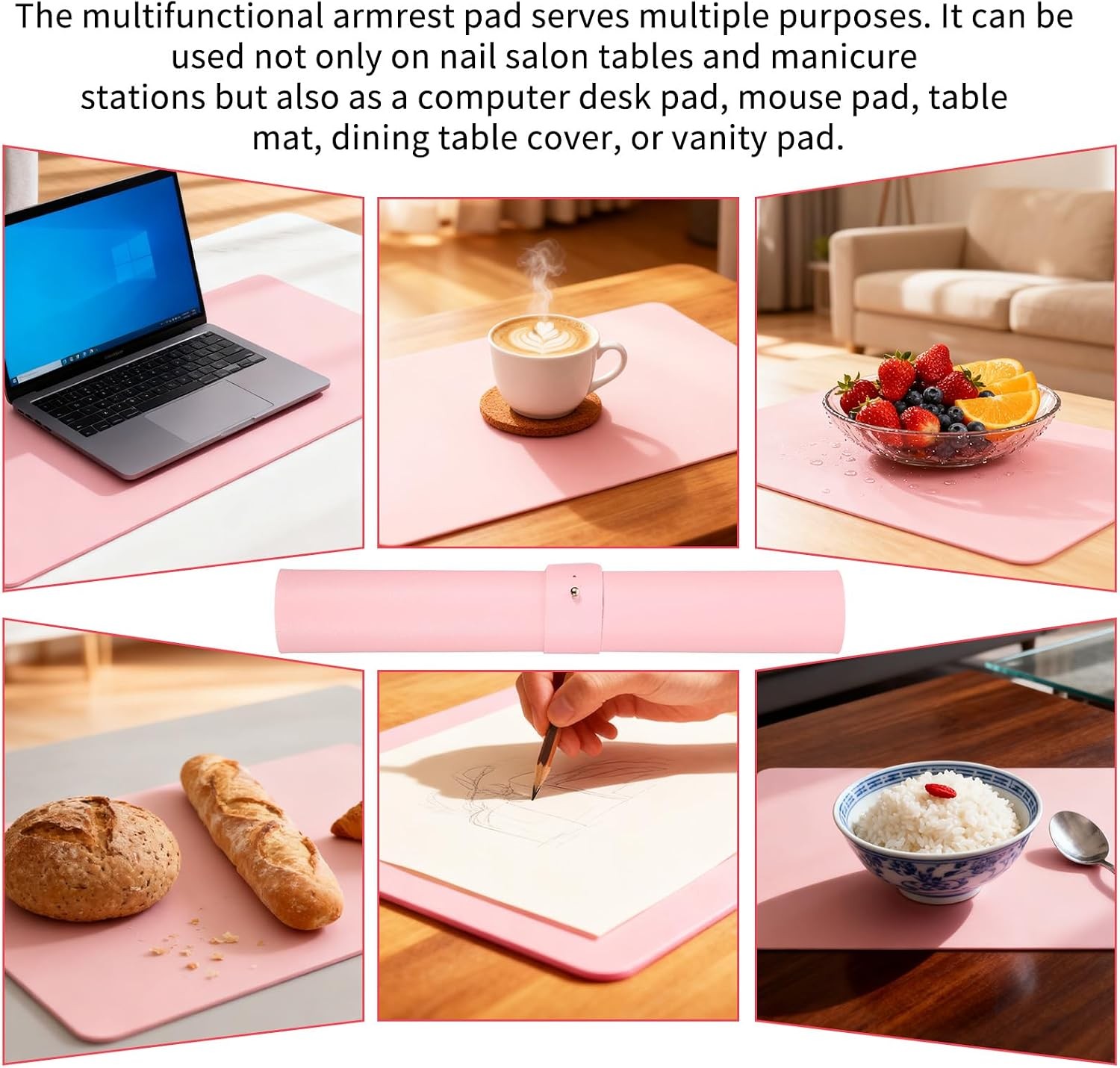23.6 x 11.8in Foldable Nail Art Table Mat, Soft Microfiber PU Leather Nail Desk