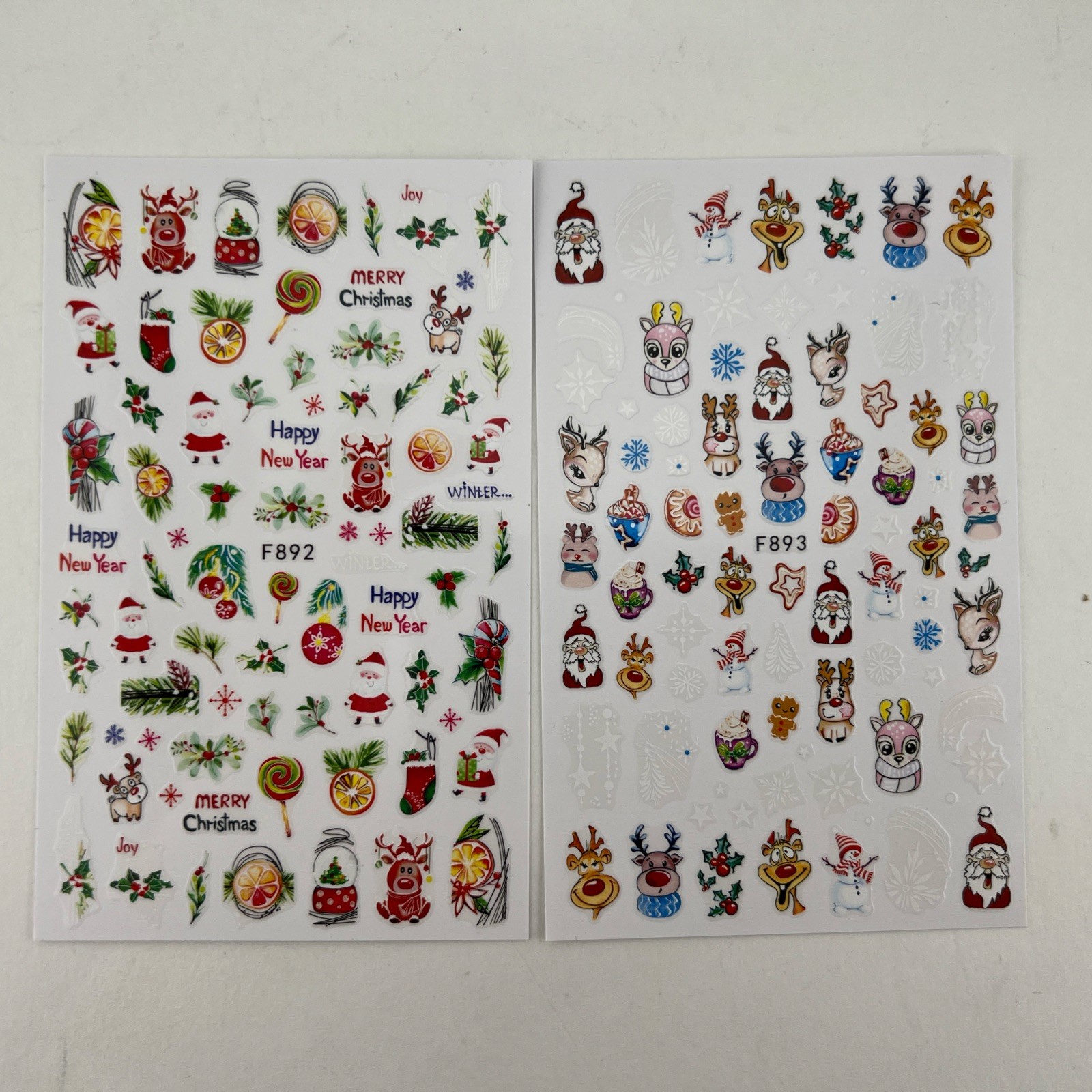 Christmas Nail Art Stickers Decals Adhesive Santa, 10 sheets Ea, 5pk = 50 sheets