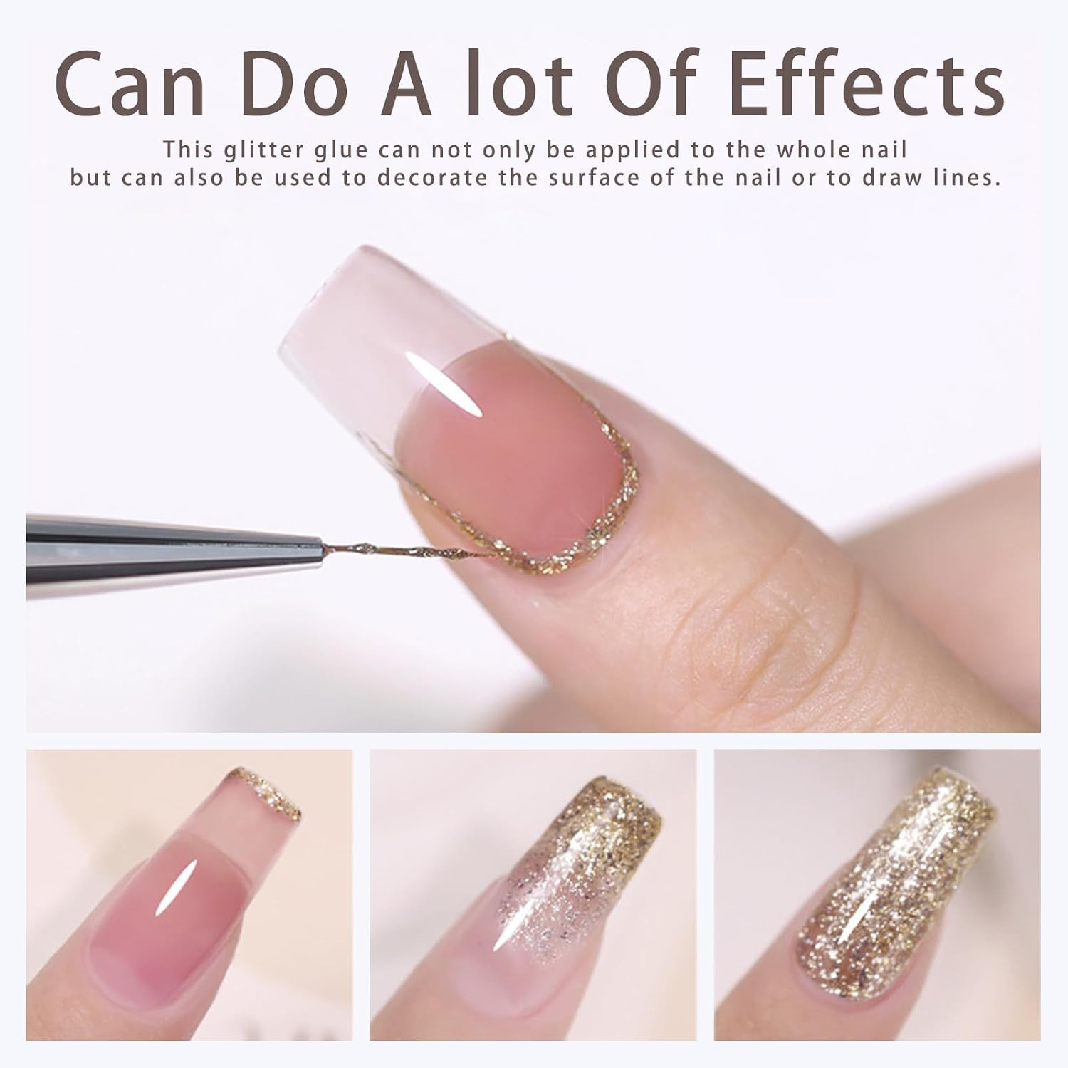 4 Colors Glitter Painting Gel for Nail Art, Silver Gold Black Painted Metal Plat