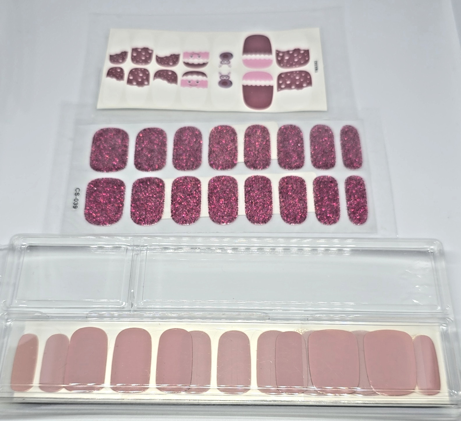 Pink Glitter Cartoon Full Wrap Nail Stickers, Self-Adhesive (Some Dashing Diva!)