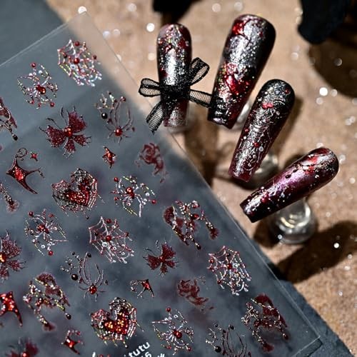 Halloween Nail Stickers for Nail Art 5D Red Halloween Stickers Style 7