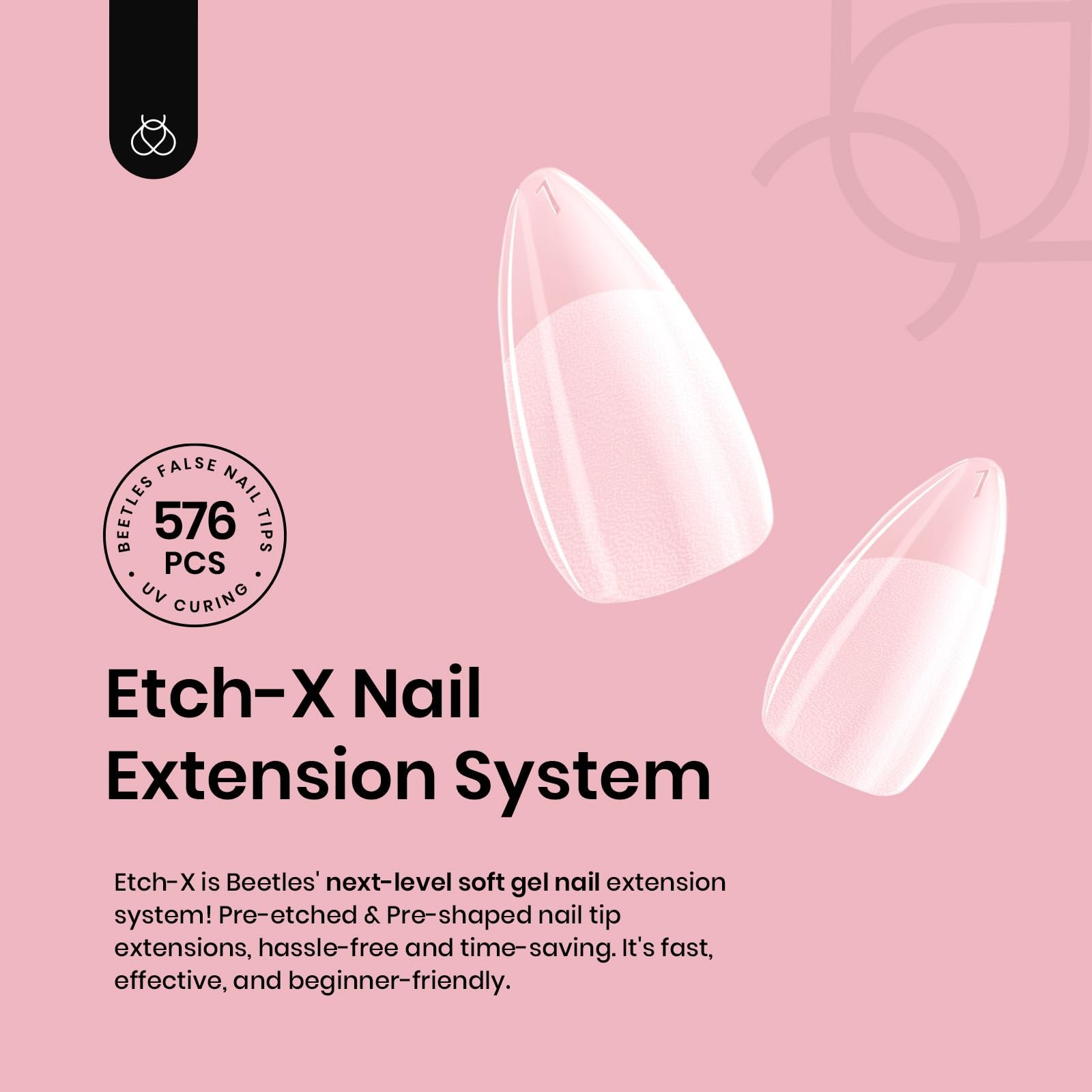 Beetles Gel Nail Tips 576Pcs 1 Count(Pack of 1), 0-Short Almond 576pcs