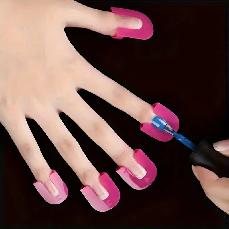 26pcs Reusable Soft Plastic Nail Polish Protectors, Smudge-proof, easy to clean