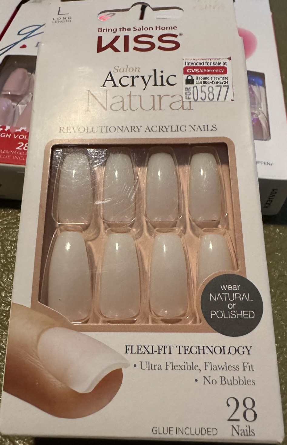 Kiss Nails Glue Long Clear Natural Acrylic Flex Fit Technology 12