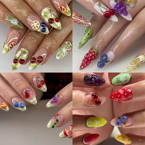 150PCS 3D Summer Fruit Rhinestones Nail Charms Colorful Mixed Resin Style12