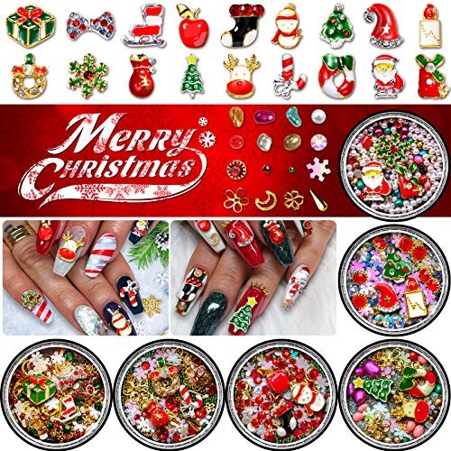 Christmas Nail Rhinestones, Super Valued Over 1500pcs 6 6 Count (Pack of 1) Red