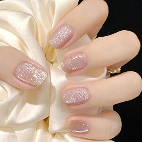 Square Press on Nails Short Fake Nails Press ons Cat Eye Glue on 320 Cateye