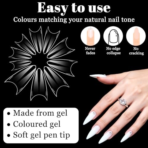 500 Pcs Extra Short Half Cover Almond Nail Tips, Short Almond Nail-Tips, Clear