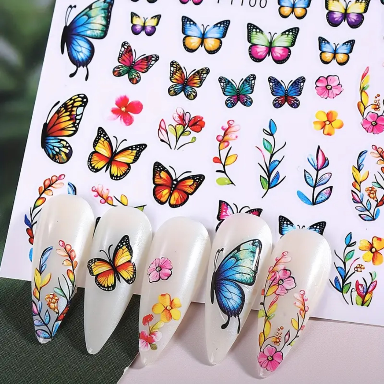 3D Nail Stickers,3D Butterfly Spring Summer Rose Butterfly Flower Nail Art Stick