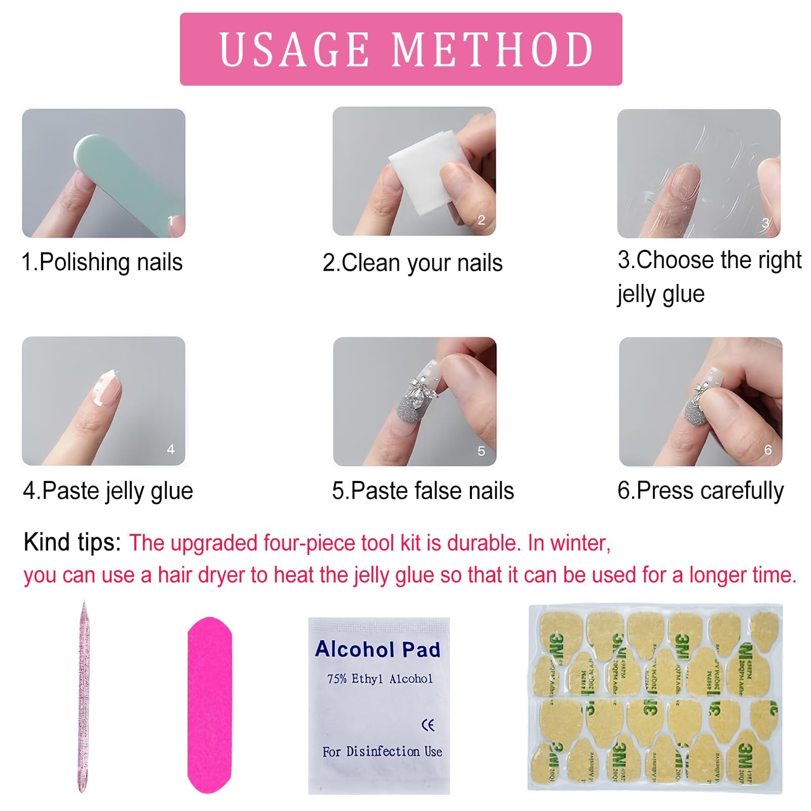 24 Pcs Hibiscus Flower Press on Nails Short Square Fake Nails Pink Gradient F…