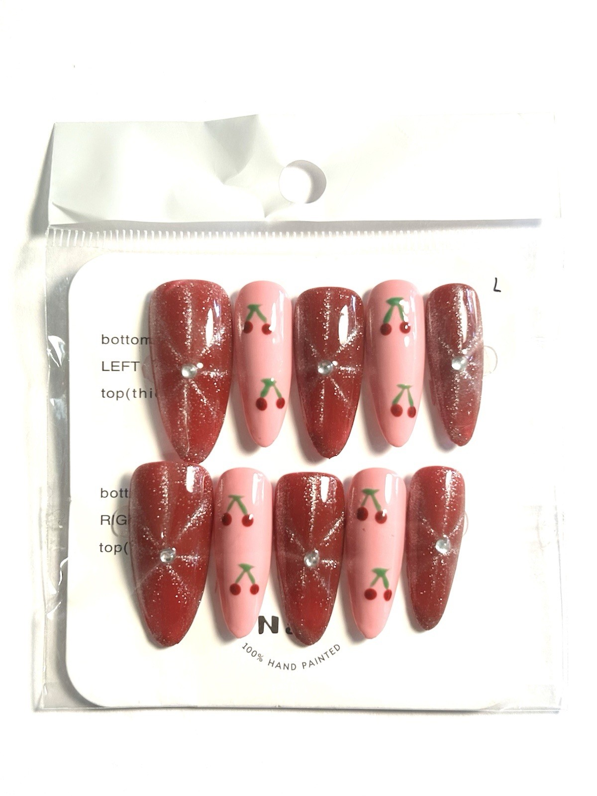Custom Nail Art Acrylic Handmade Press On Nails Sz L w/ FREE Prep Kit rpcj NEW!