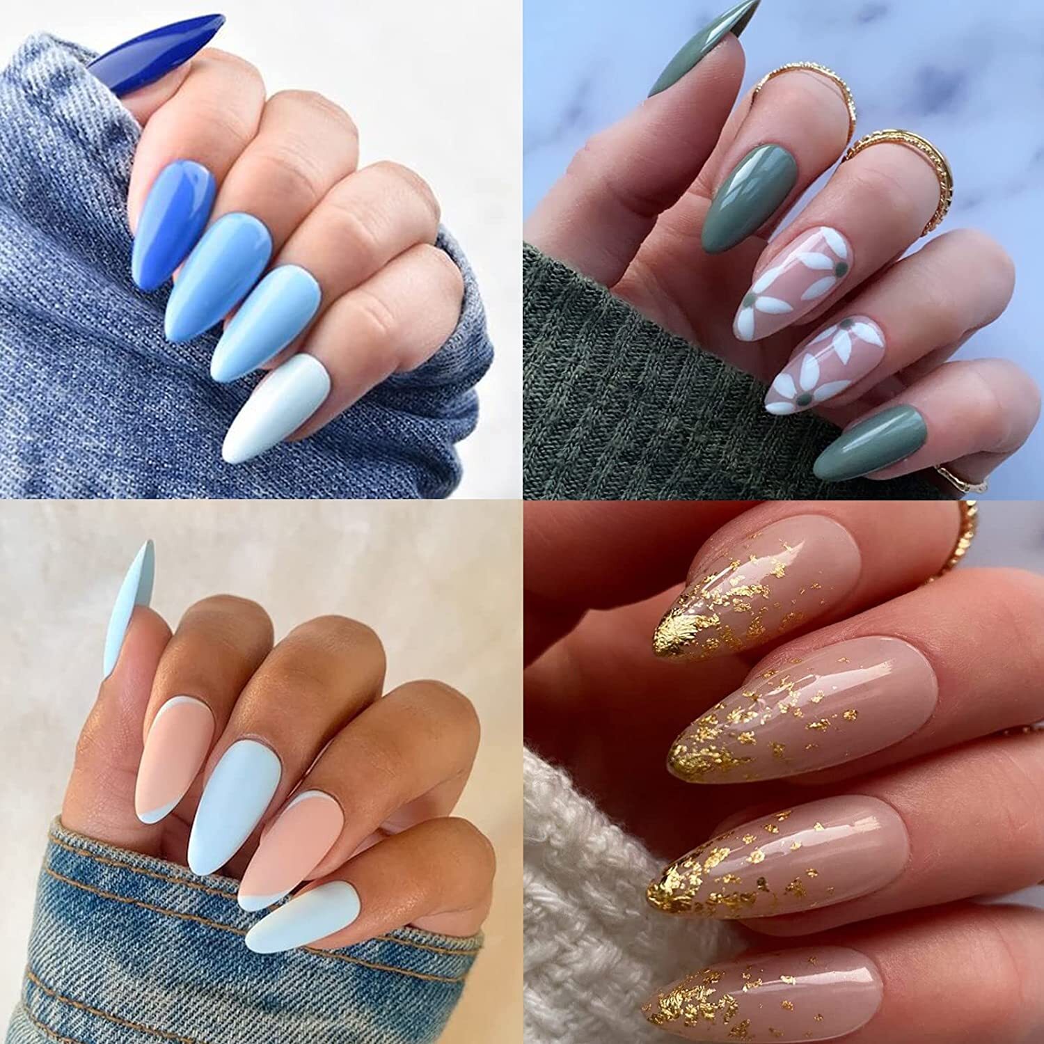 500/504pcs Artificial Nails False Full Nail Art Tips Acrylic UV Gel Natural