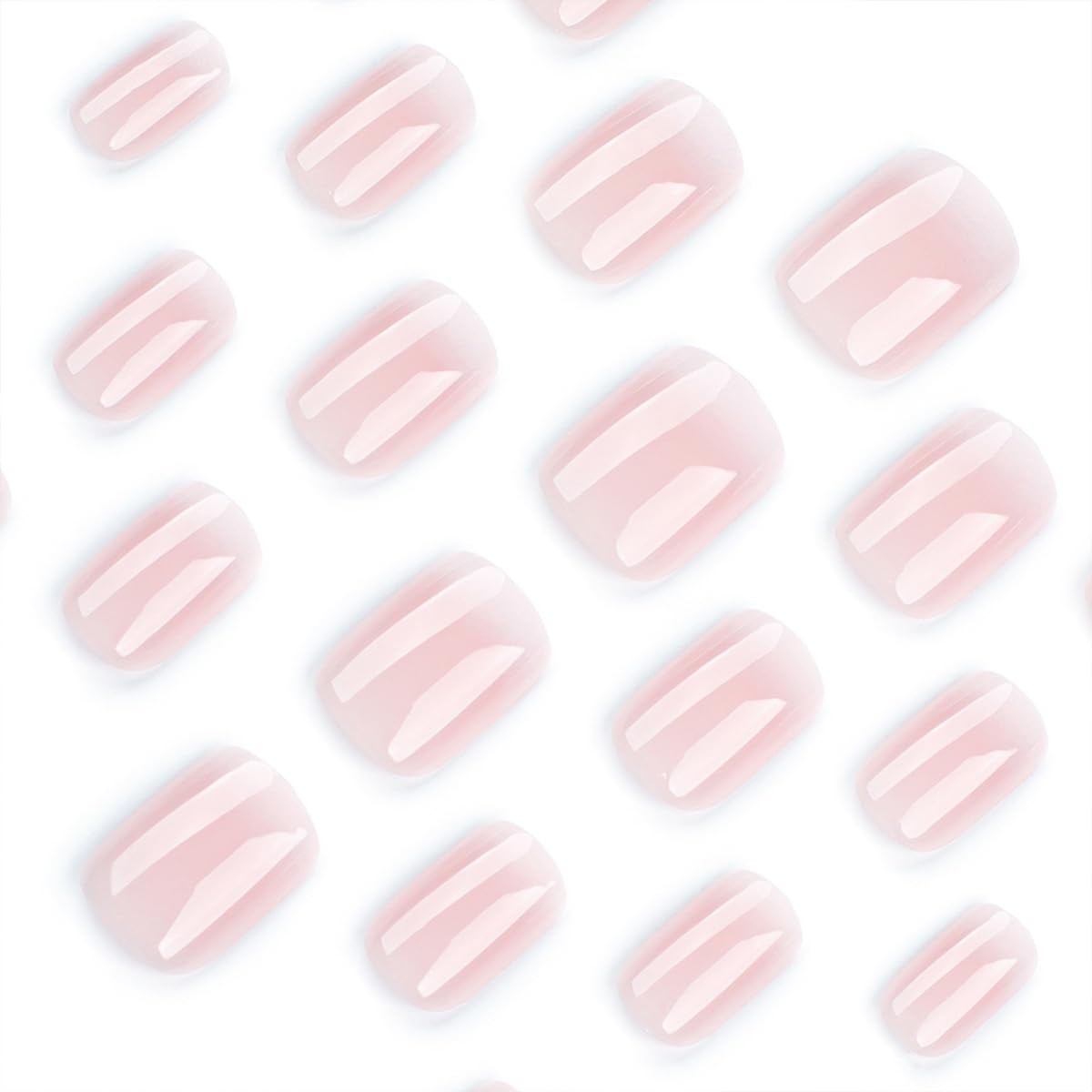 24Pcs Nude Press on Nails French Short Fake Nails Full Cover Square Acrylic F…