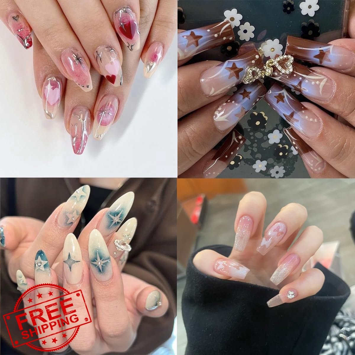 BMKKOT 6pcs Airbrush Stencils Flame Heart Star Nails