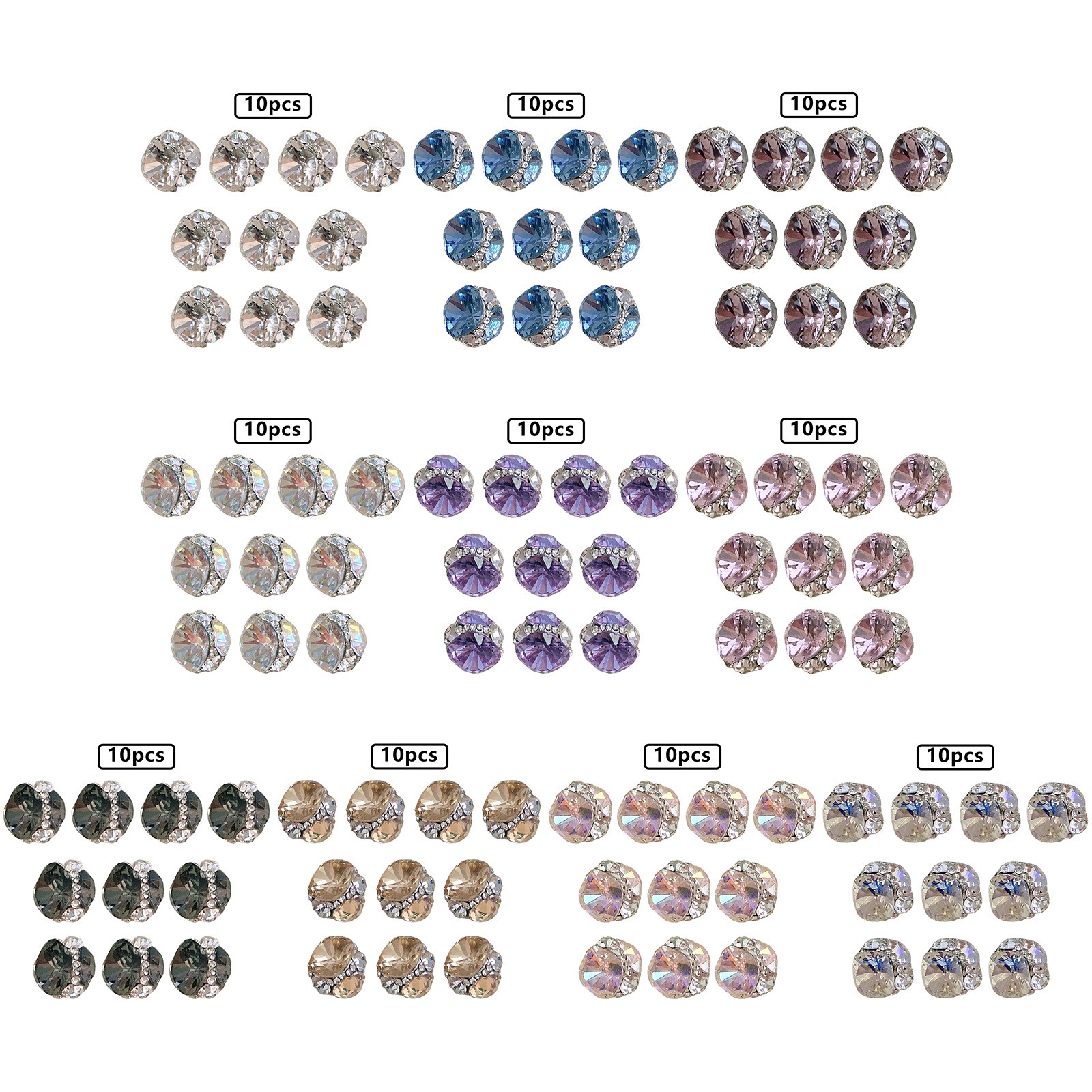 10Pcs Nail Art Rhinestones Manicure Nail Decorations Dazzling Rhinestones