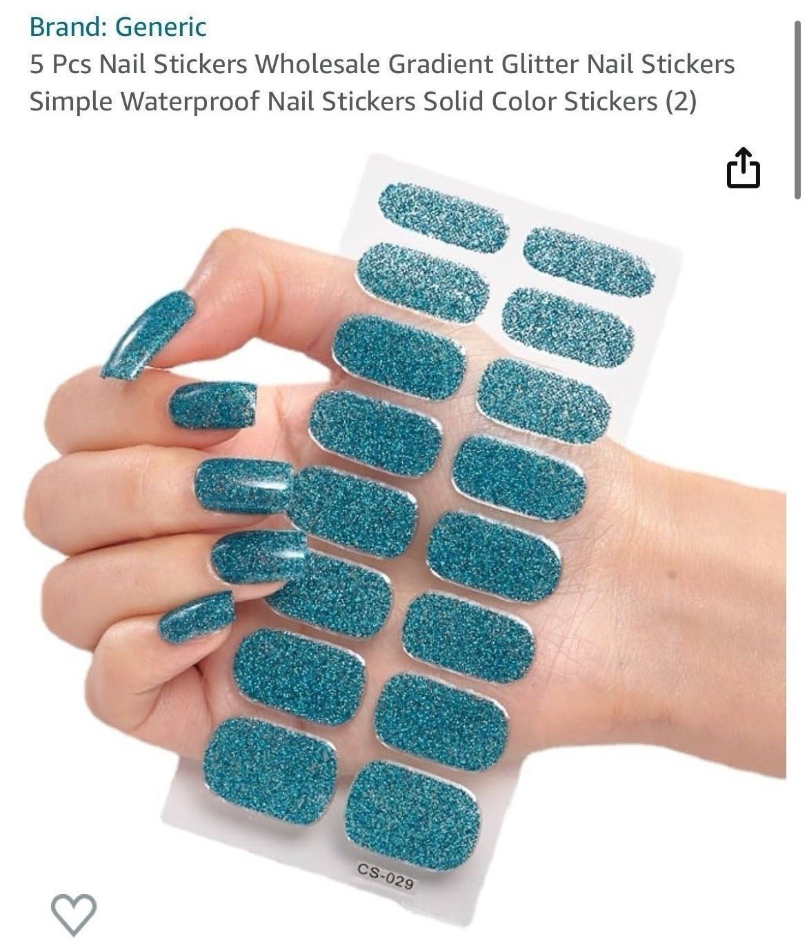 9 Sparkly Full Cover Nail Art Stickers, Self Adhesive Nail Decals