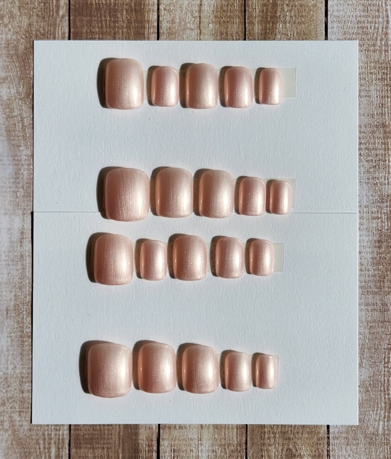 Custom Press On Gel Nails Handmade Pink Pearlescent Square Short 20 Tips