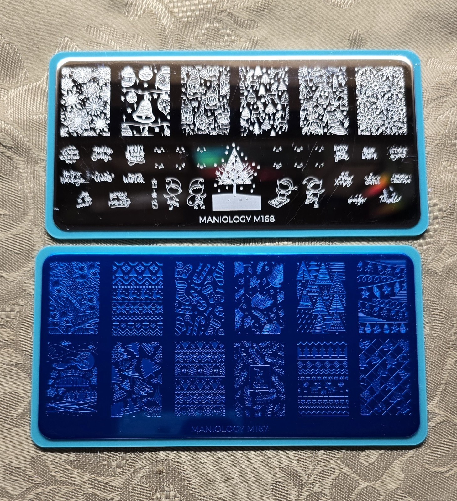 Maniology M167 M168 Treat Your Elf Christmas Snowman Sweater Nail Stamp Plate