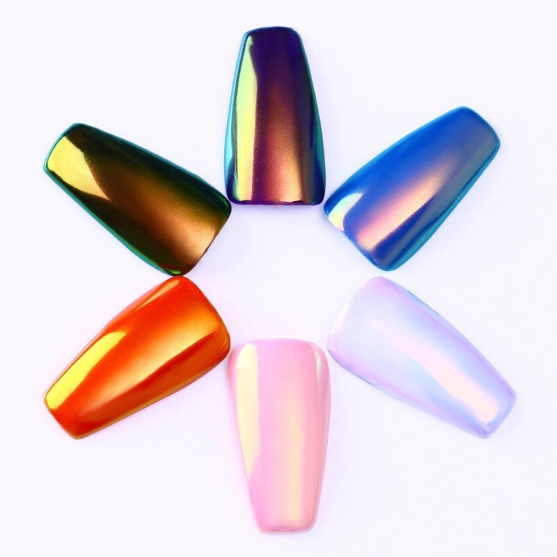 Neon Aurora Unicorn Nail Powder Mermaid AB Mirror Rainbow Shimmer Shine Effect