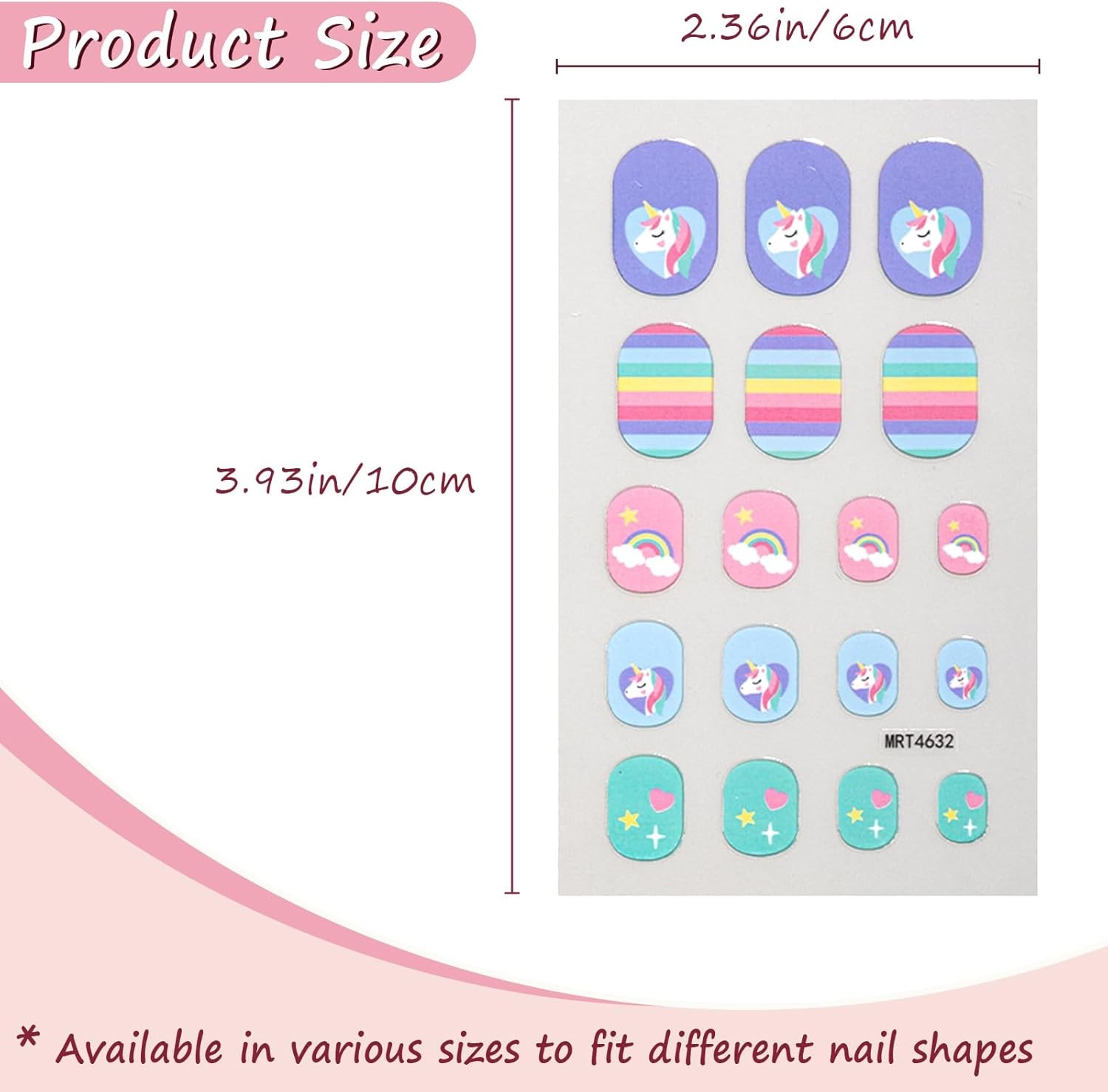 9 Sheets Self-Adhesive Colorful Kid Nail Stickers, for Girls, for Fun Nail Art D