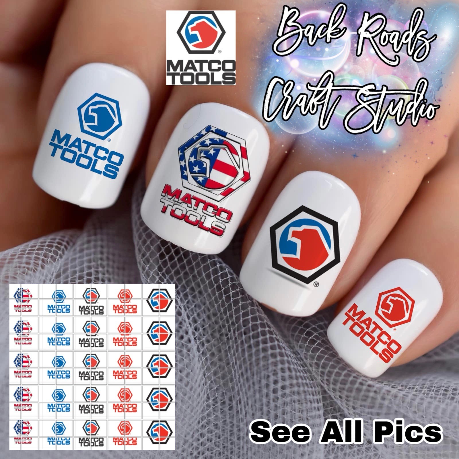Matco Tools Logo Waterslide Finger Nail Decals Instructions set of 50 Bonus JH