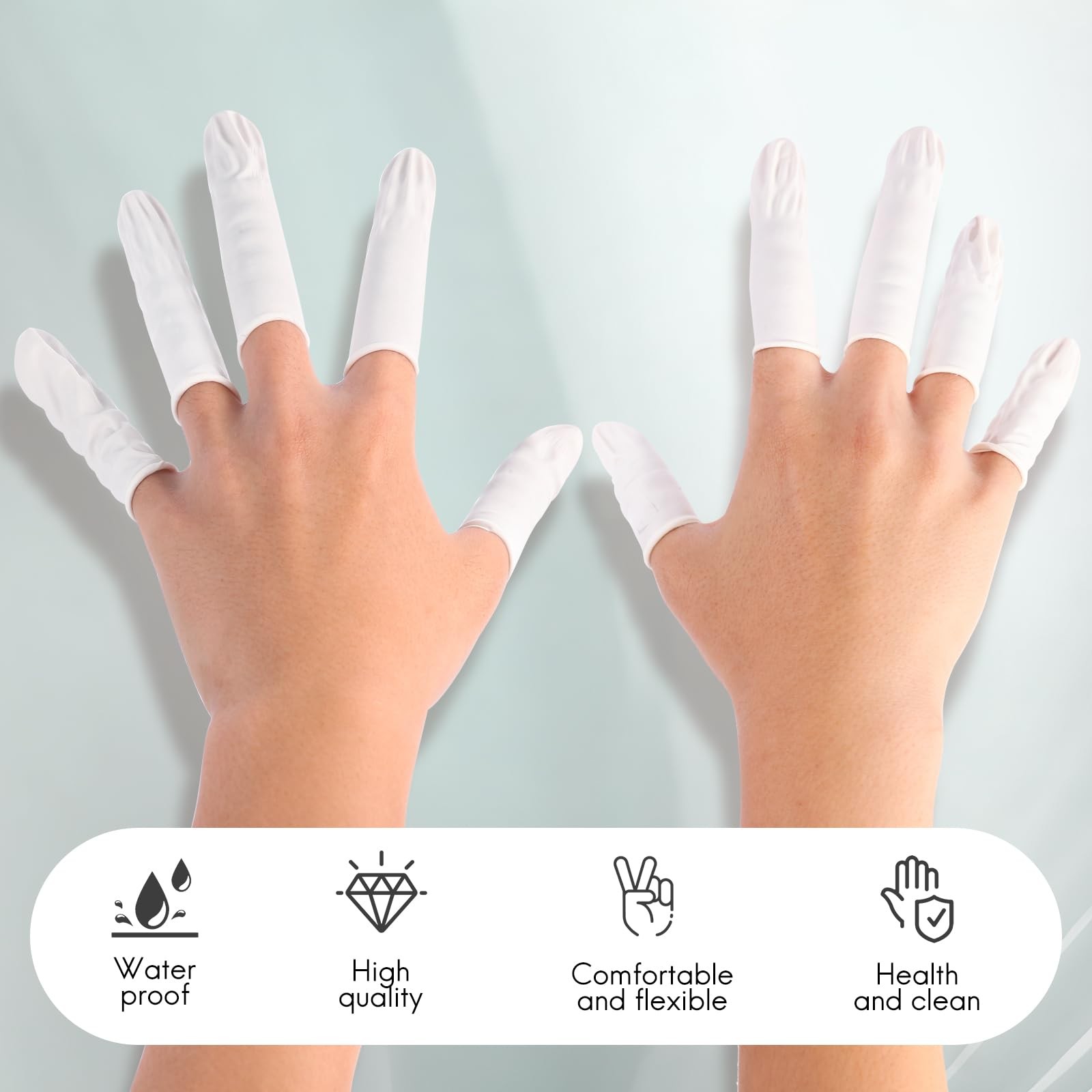White Latex Finger Cots Finger Protectors Disposable Medium-Sized Approx.210 PCS