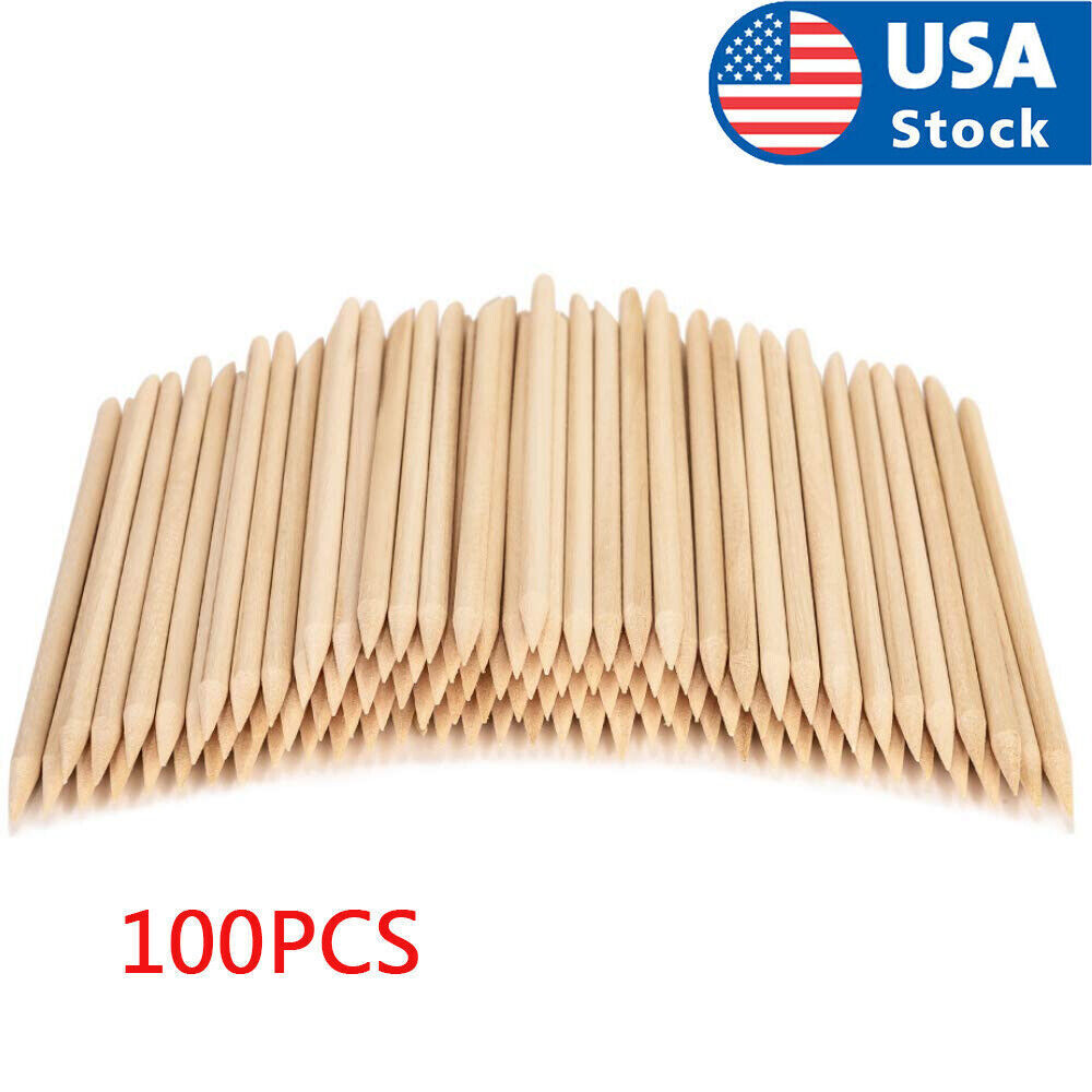 100PCS Orange Sticks for Nails 4.5 Inch – Wooden Cuticle Pusher & Remover Set