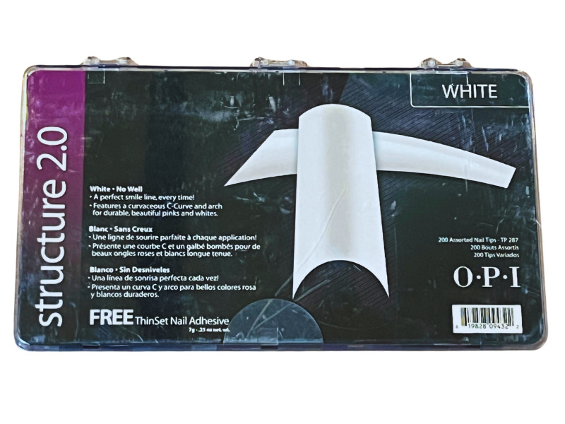 OPI Structure 2.0 Assorted Nail Tips – 200 Count, White No Well + FREE ThinSet