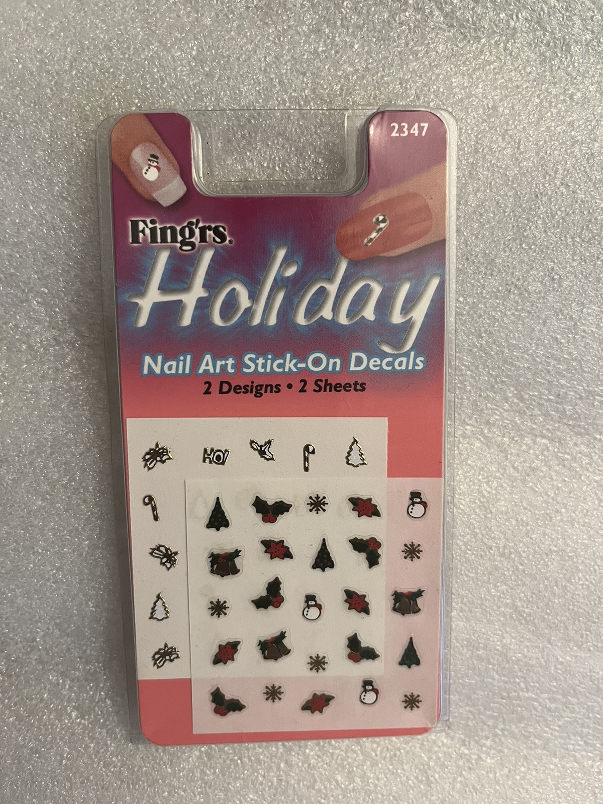FING’RS Holiday Nail Art Stick-On Decals. 2 Sheets #2347 NEW 1 pack