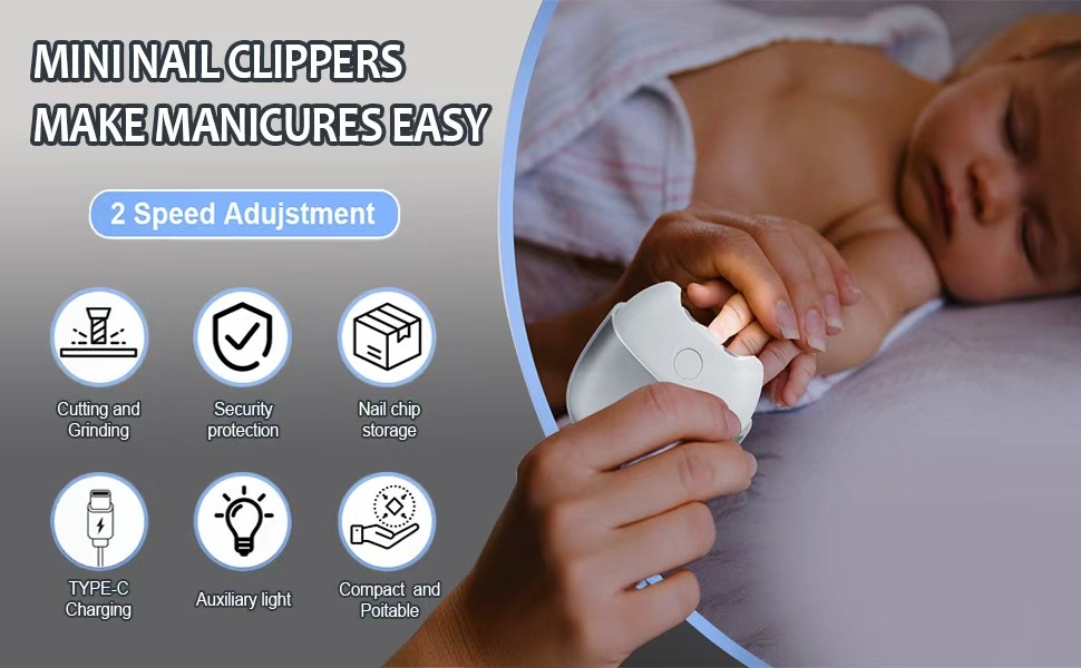 Electric Nail Clipper with 2 Speeds, Safety Finrnail Trimmer for Adults,