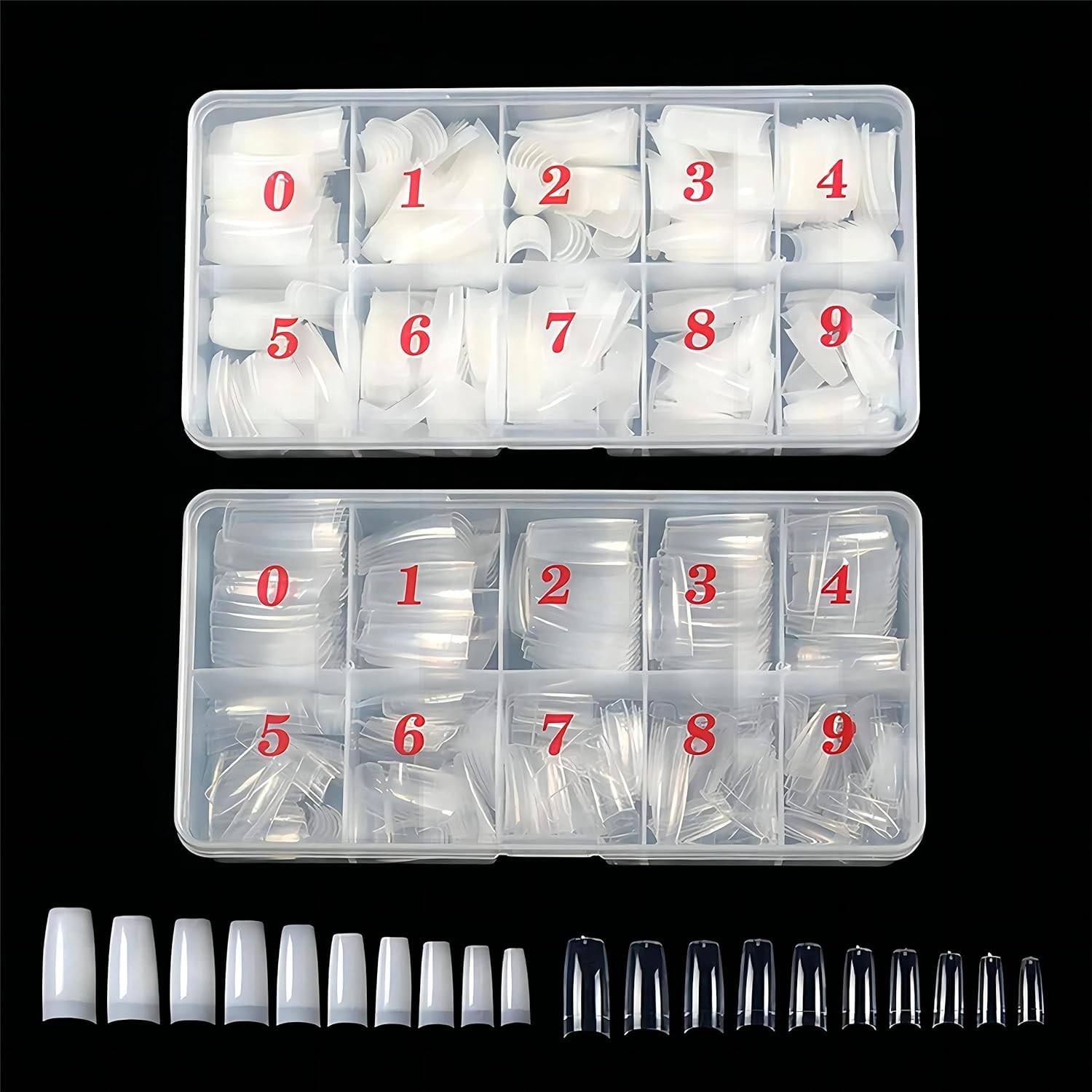 1000pcs Clear and Natural Acrylic Nail Tips,10 Size French Nail Tips For Acry…