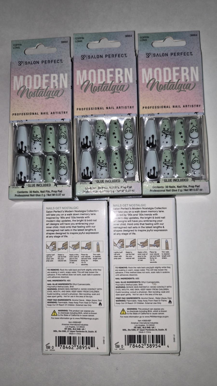 Salon Perfect Modern Nastalgia Professional Nail Artistry x5 Coffin Long