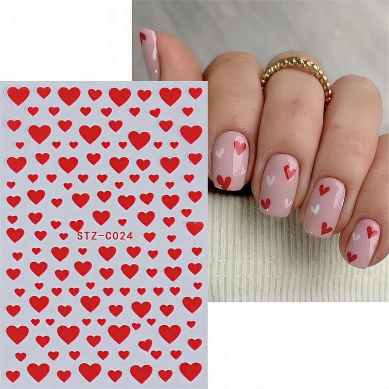 6 Sheet Valentine s Day Nail Art Decals Love Heart 3D Nail Art Stickers Gifts