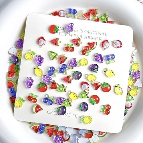 150PCS 3D Summer Fruit Rhinestones Nail Charms Colorful Mixed Resin Style12
